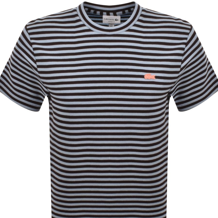 Image number 2 for Lacoste Stripe T Shirt Coral Blue