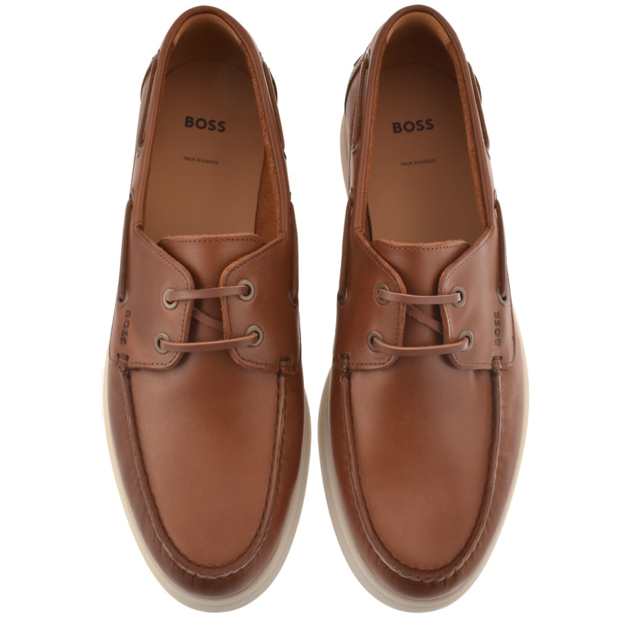 Image number 3 for BOSS Sienne Leather Loafers Medium Brown