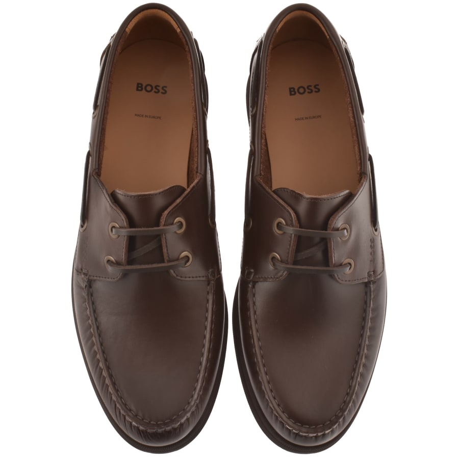 Image number 3 for BOSS Sienne Leather Loafers Dark Brown