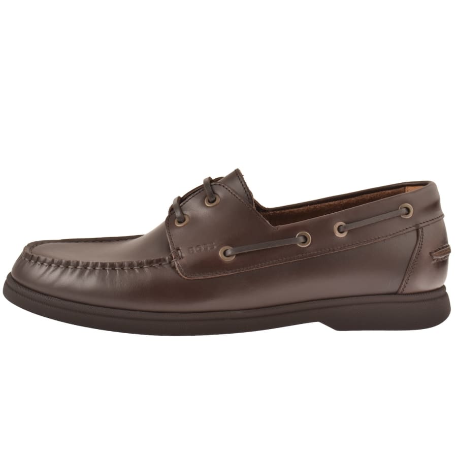Image number 1 for BOSS Sienne Leather Loafers Dark Brown