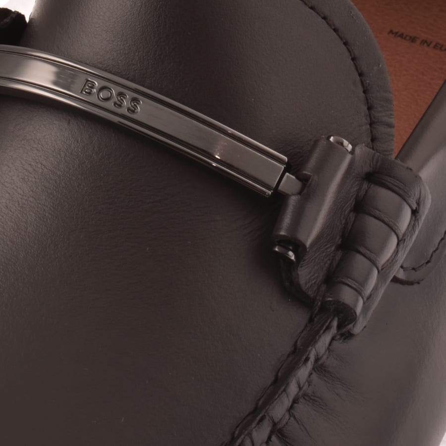 Image number 4 for BOSS Noel Leather Loafers Dark Brown