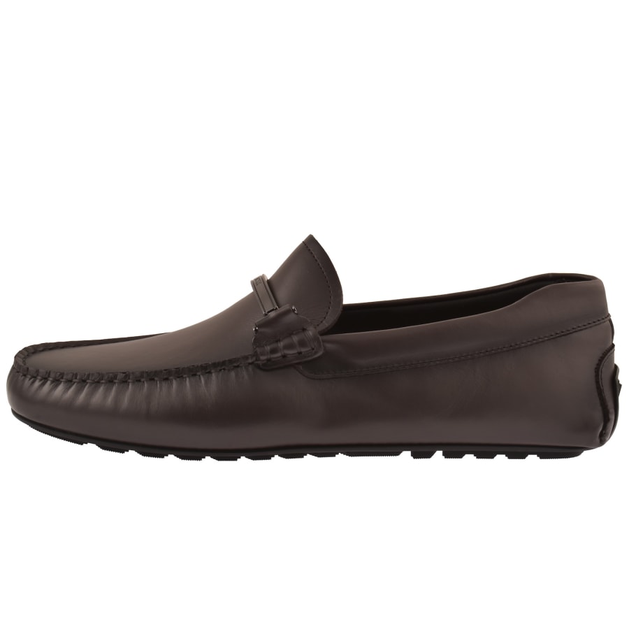 Image number 1 for BOSS Noel Leather Loafers Dark Brown