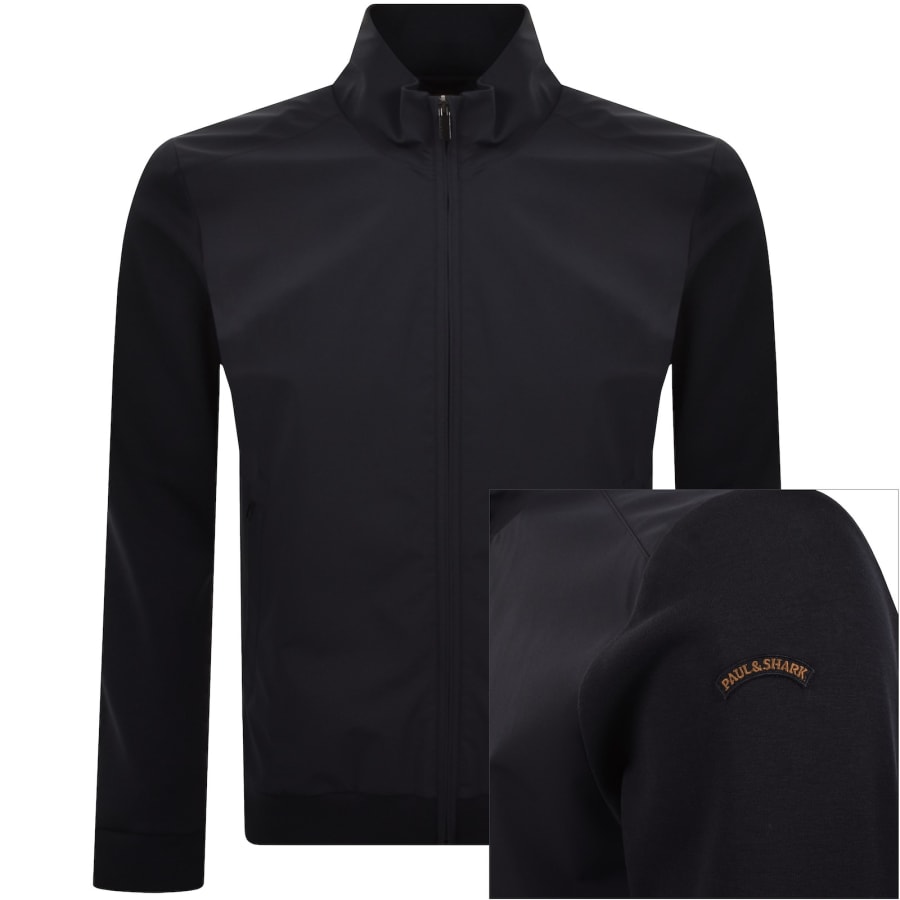 Image number 1 for Paul And Shark Full Zip Hybrid Sweatshirt Navy