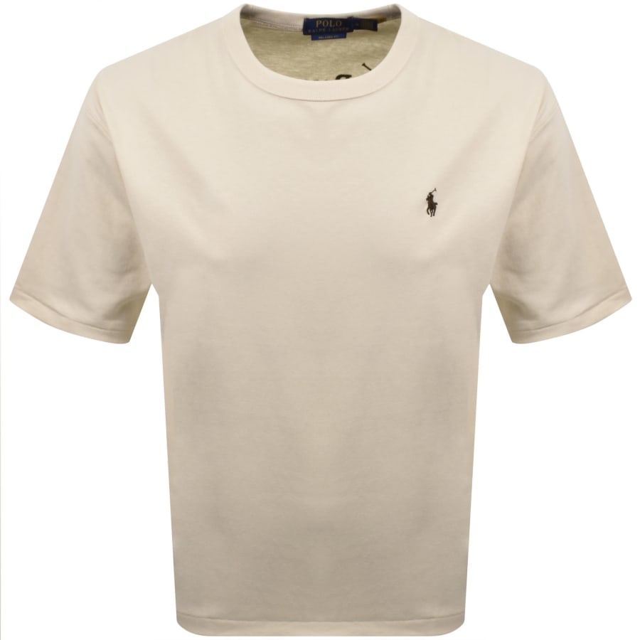 Image number 2 for Ralph Lauren Logo Crew Neck T Shirt Cream