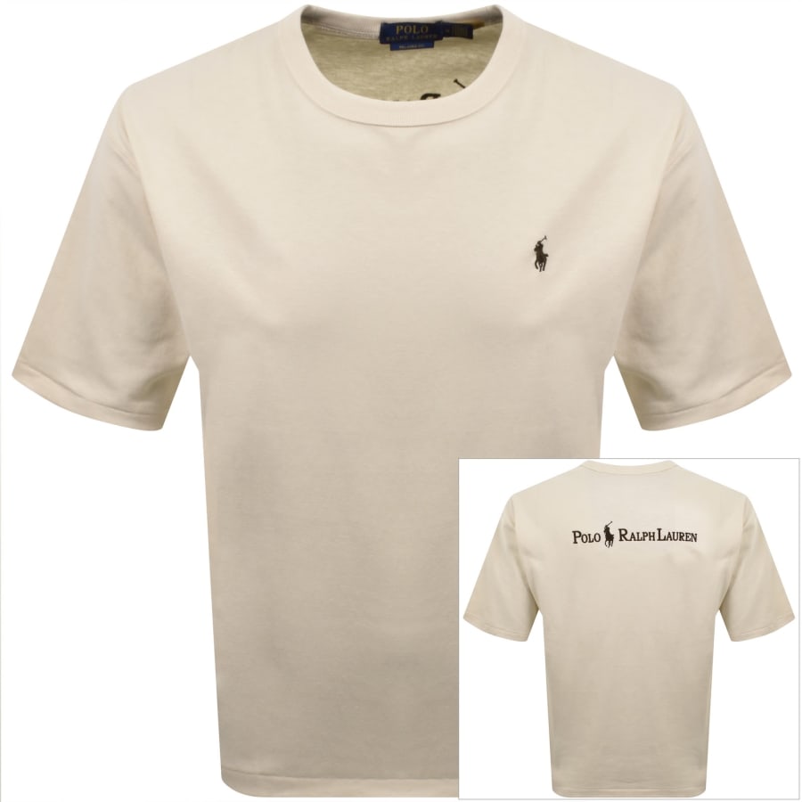 Image number 1 for Ralph Lauren Logo Crew Neck T Shirt Cream