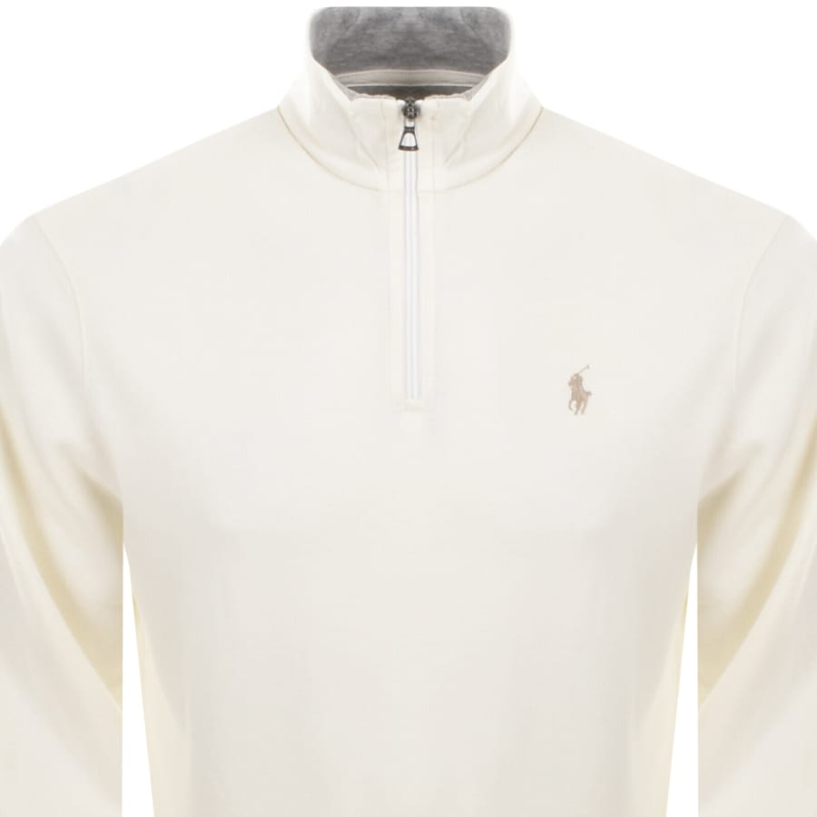 Image number 2 for Ralph Lauren Quarter Zip Sweatshirt Cream