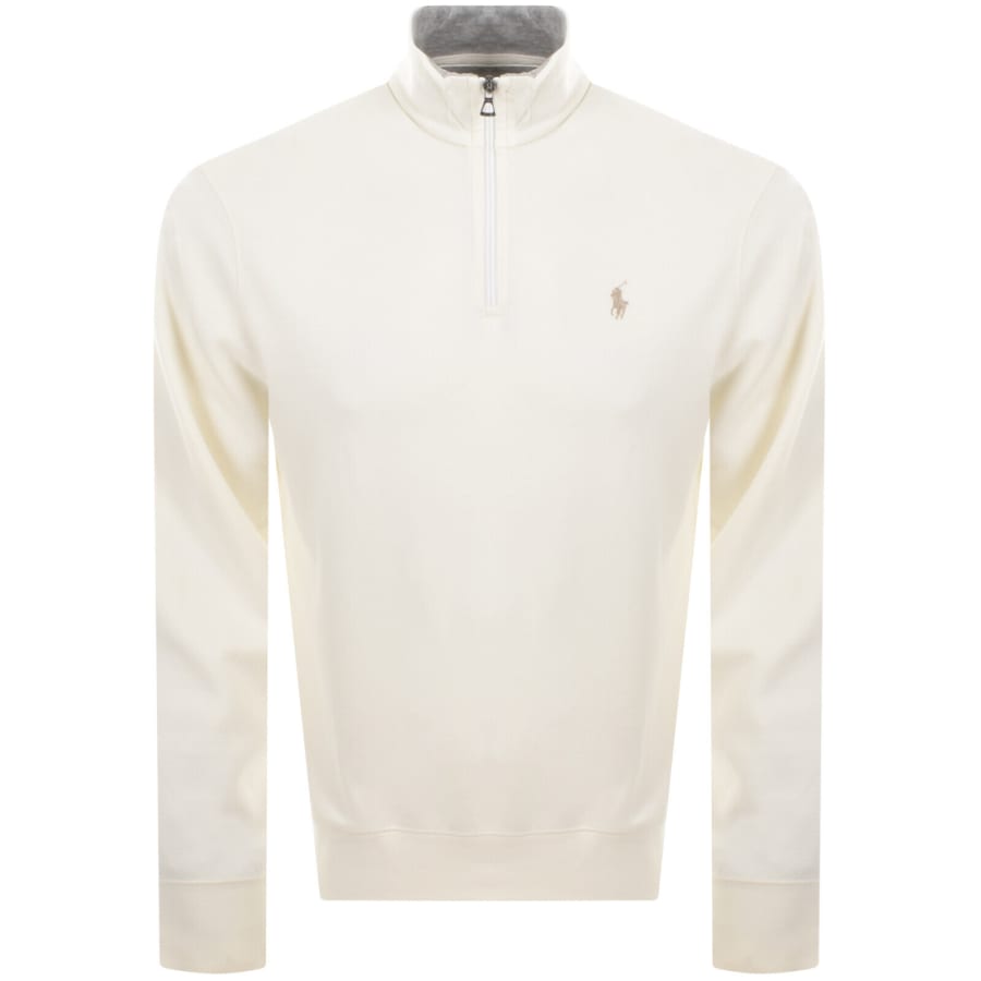 Image number 1 for Ralph Lauren Quarter Zip Sweatshirt Cream