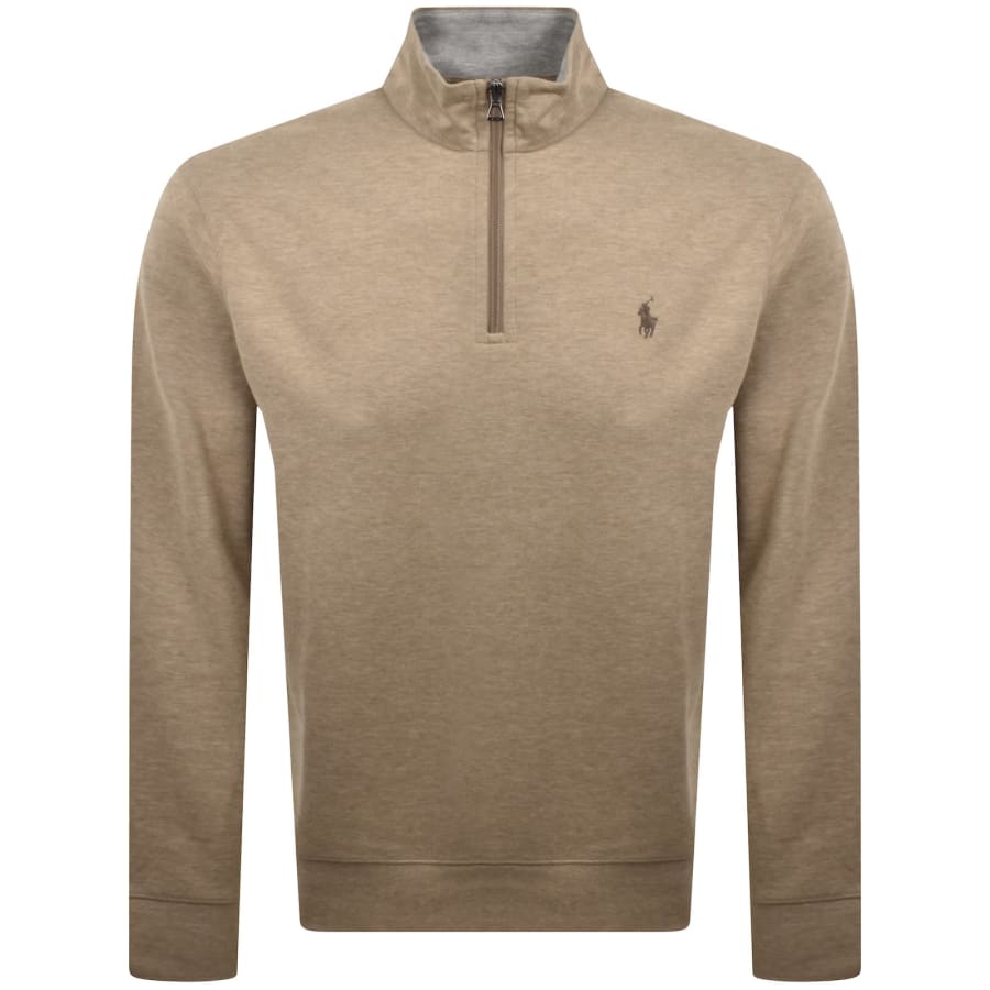 Image number 1 for Ralph Lauren Quarter Zip Sweatshirt Brown