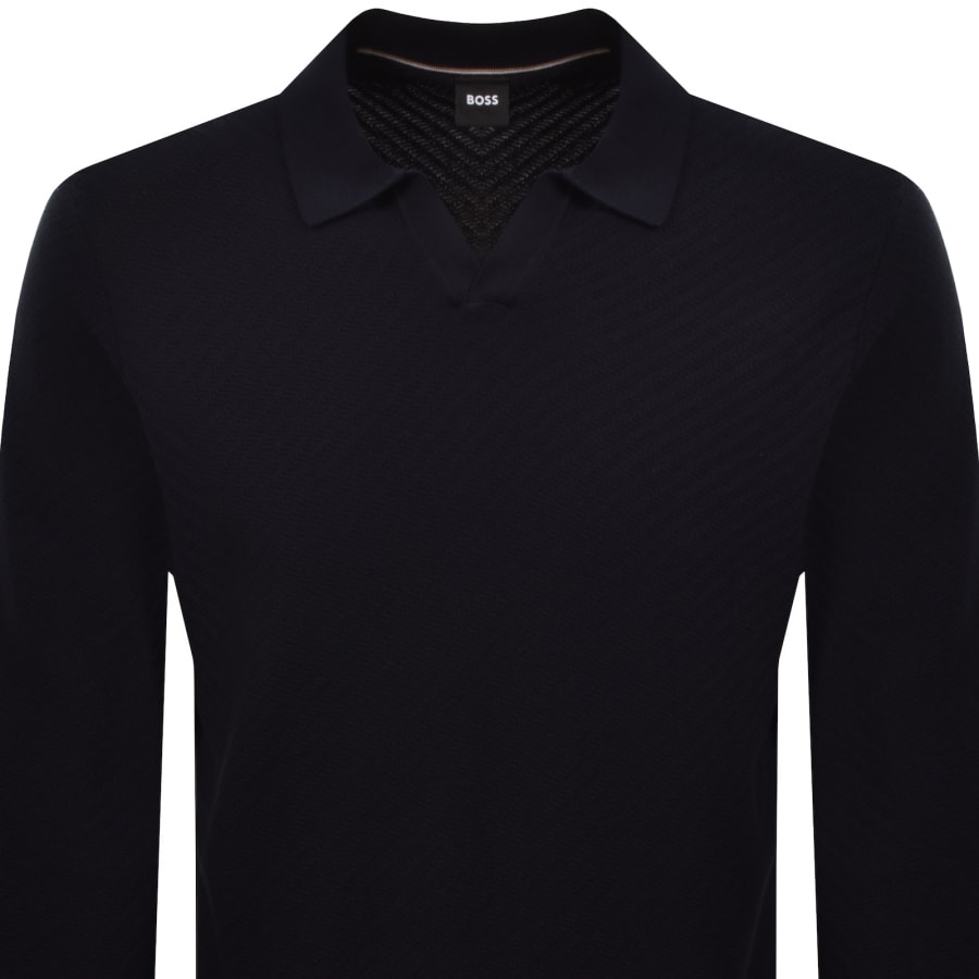 Image number 2 for BOSS Lomarino Knit Polo Dark Blue