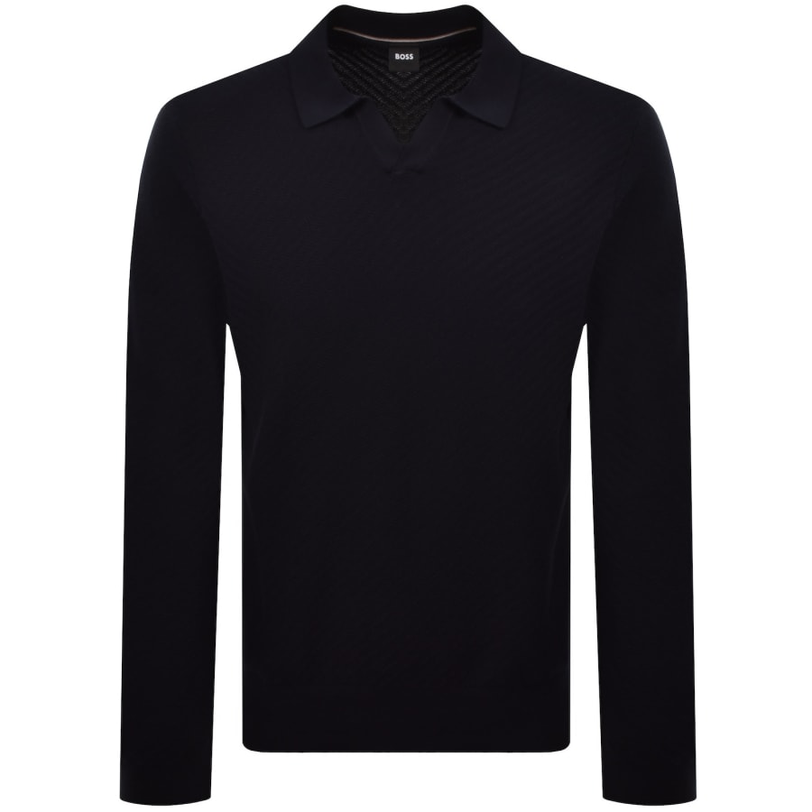 Image number 1 for BOSS Lomarino Knit Polo Dark Blue