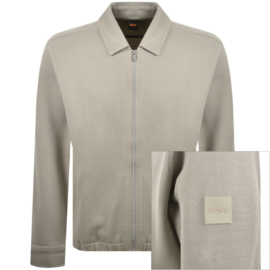 Image number 1 for BOSS Ze Bend Full Zip Sweatshirt Light Beige