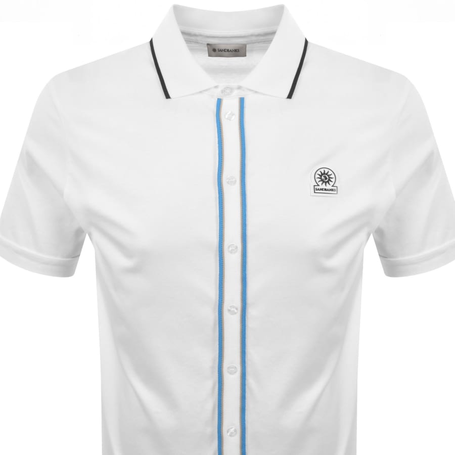 Image number 2 for Sandbanks Contrast Tipped Placket Shirt White