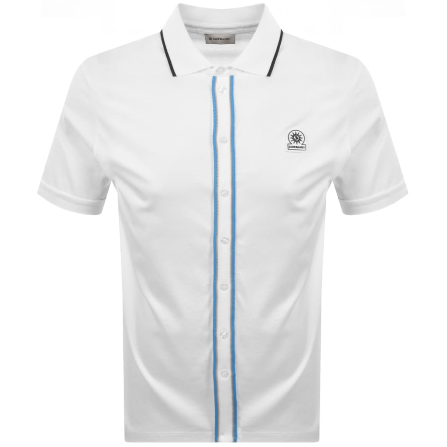 Image number 1 for Sandbanks Contrast Tipped Placket Shirt White
