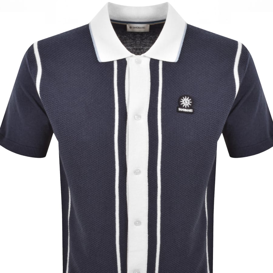 Image number 2 for Sandbanks Button Up Knitted Shirt Navy