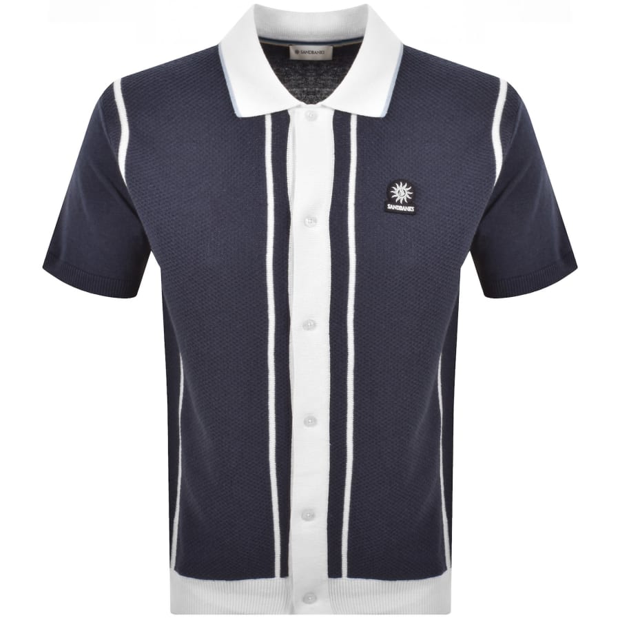 Image number 1 for Sandbanks Button Up Knitted Shirt Navy