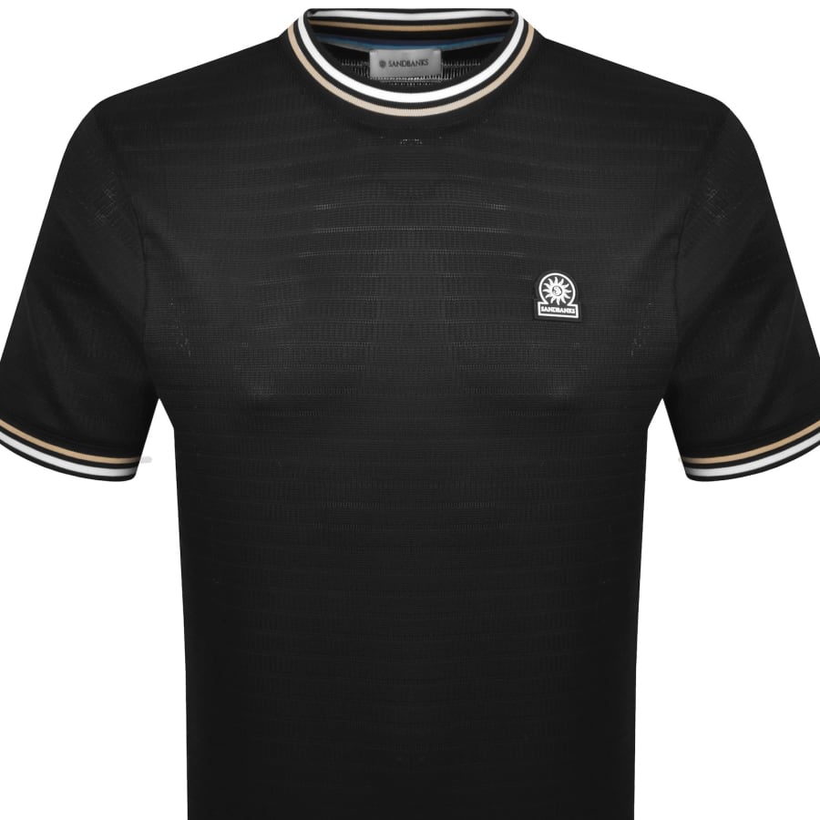 Image number 2 for Sandbanks Textured Jacquard T Shirt Black