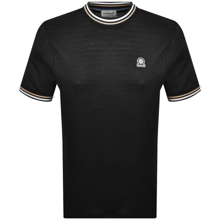 Image number 1 for Sandbanks Textured Jacquard T Shirt Black