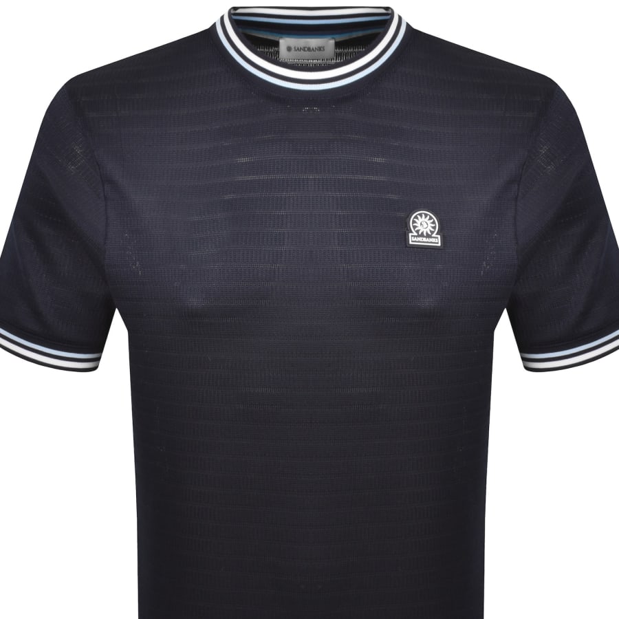 Image number 2 for Sandbanks Textured Jacquard T Shirt Navy