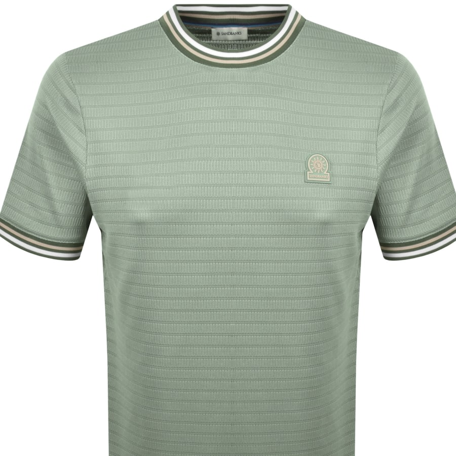 Image number 2 for Sandbanks Textured Jacquard T Shirt Green