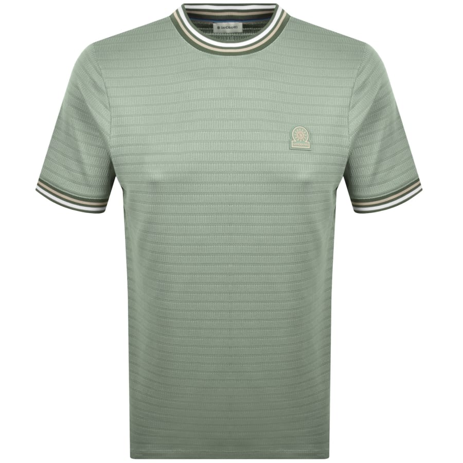 Image number 1 for Sandbanks Textured Jacquard T Shirt Green