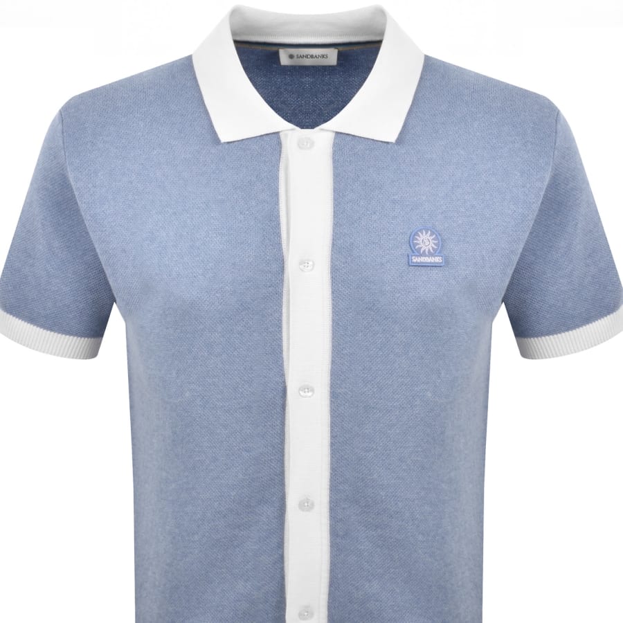 Image number 2 for Sandbanks Full Button Polo T Shirt Blue