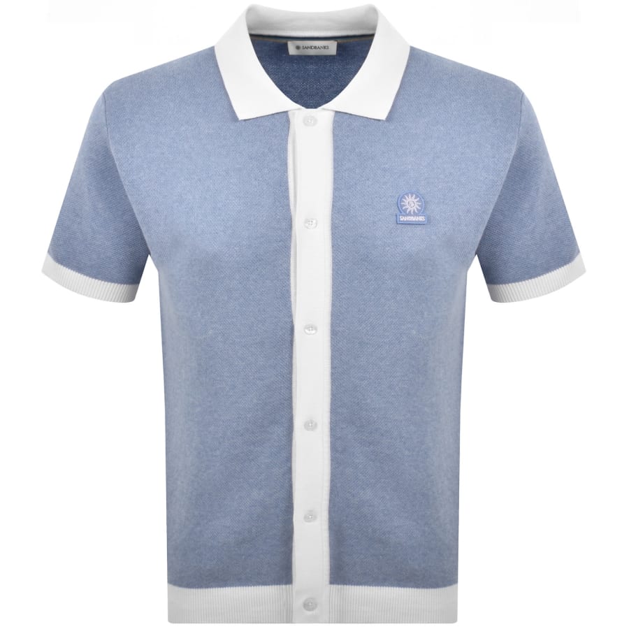 Image number 1 for Sandbanks Full Button Polo T Shirt Blue