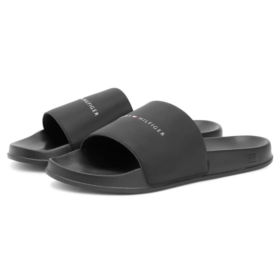 Image number 5 for Tommy Hilfiger Rubber Flag Pool Sliders Black