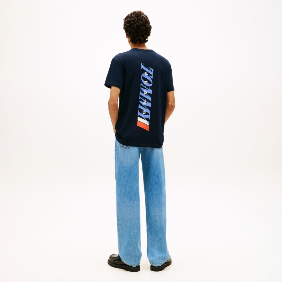 Image number 6 for Tommy Jeans Vintage Back Graphic T Shirt Navy