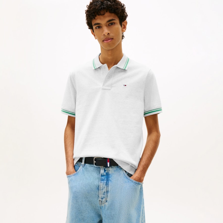 Image number 5 for Tommy Jeans Tipped Polo T Shirt Grey