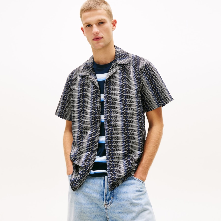 Image number 5 for Tommy Jeans All Over Print Shirt Black
