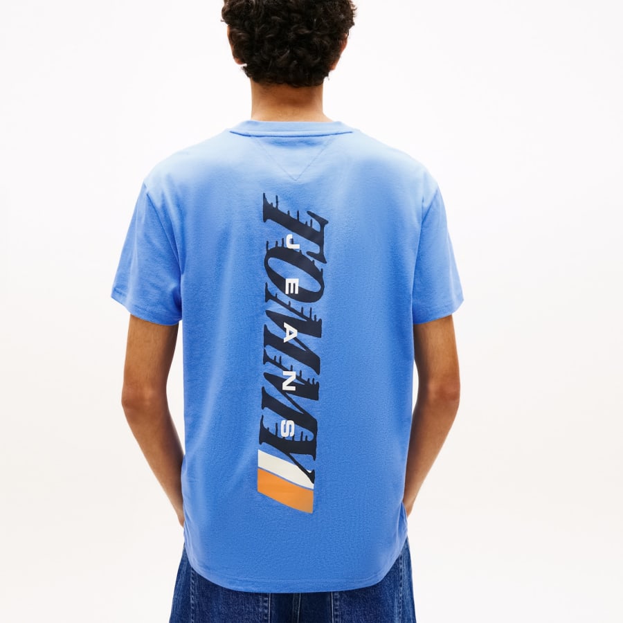 Image number 5 for Tommy Jeans Vintage Back Graphic T Shirt Blue