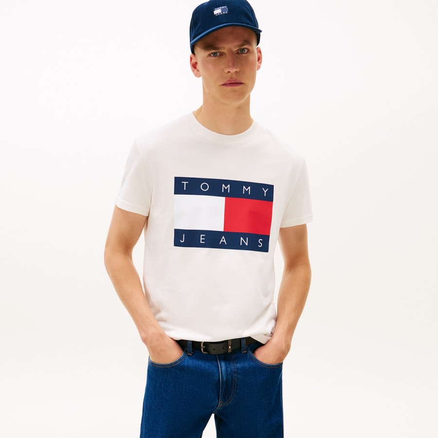 Image number 4 for Tommy Jeans Big Flag T Shirt White