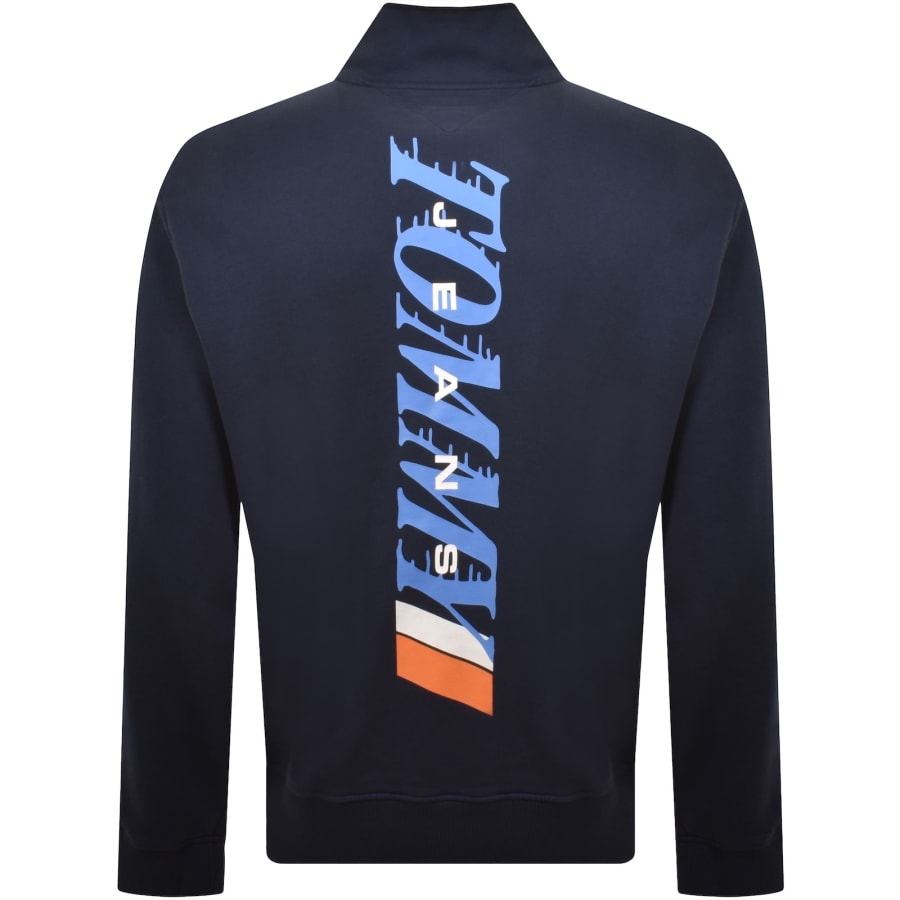 Image number 5 for Tommy Jeans Quarter Zip Sweatshirt Navy