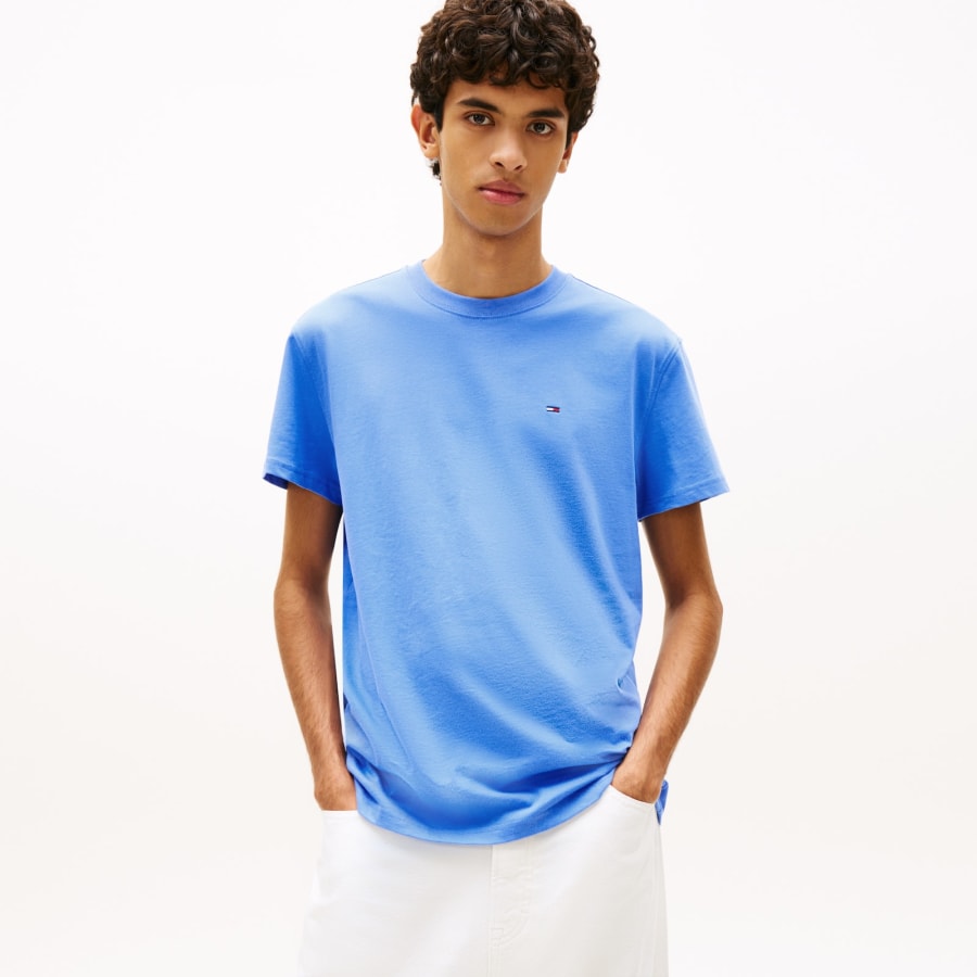 Image number 4 for Tommy Jeans Flag Logo T Shirt Blue