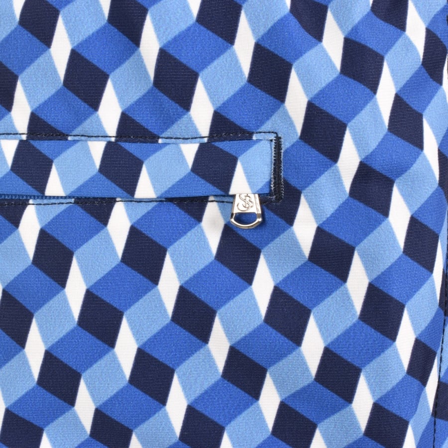 Image number 4 for Sandbanks Geometric Swim Shorts Blue