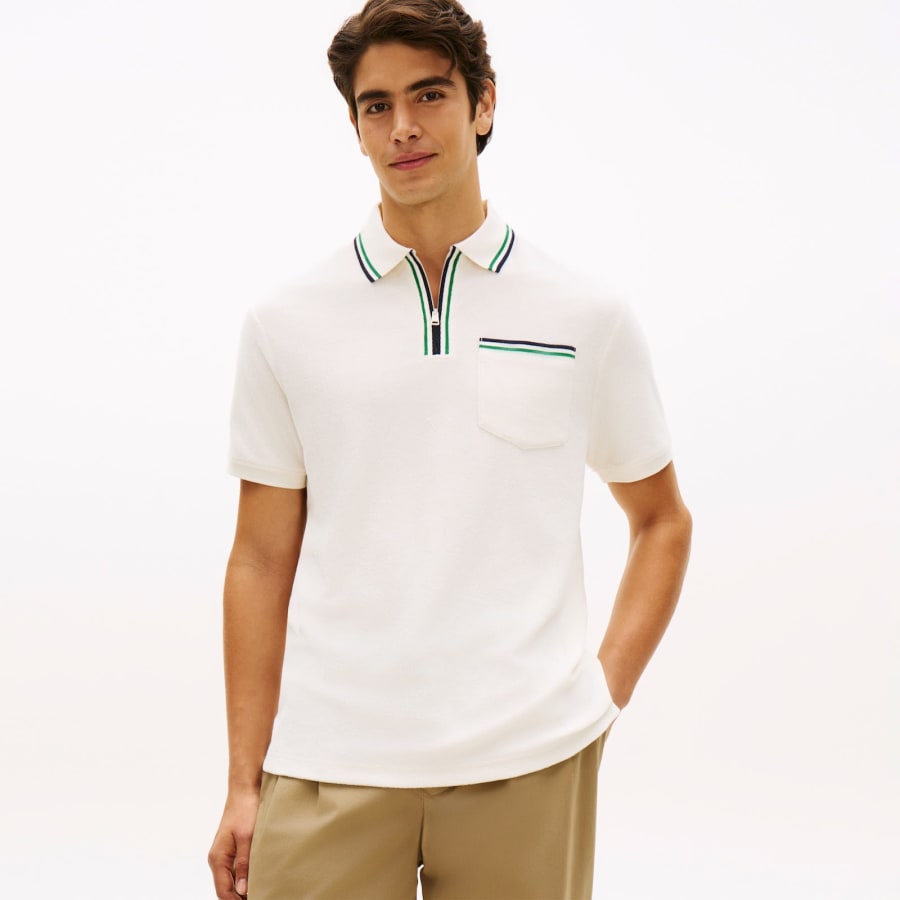 Image number 5 for Tommy Hilfiger Logo Polo T Shirt Off White
