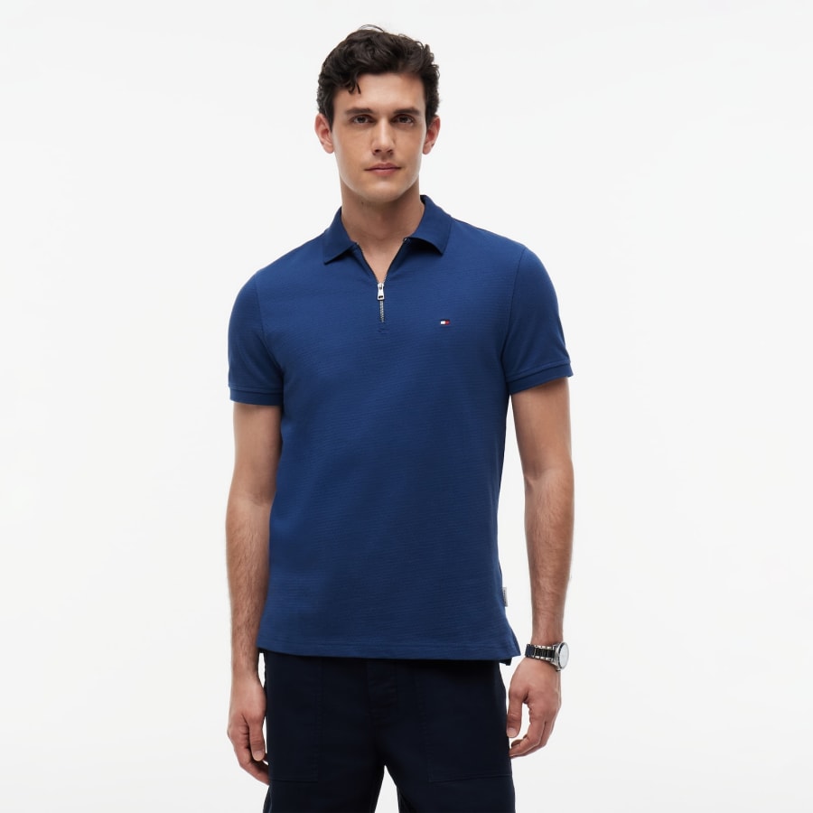 Image number 5 for Tommy Hilfiger Logo Polo T Shirt Blue