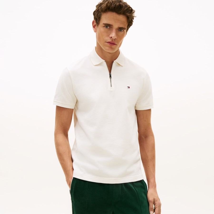 Image number 5 for Tommy Hilfiger Logo Polo T Shirt Cream