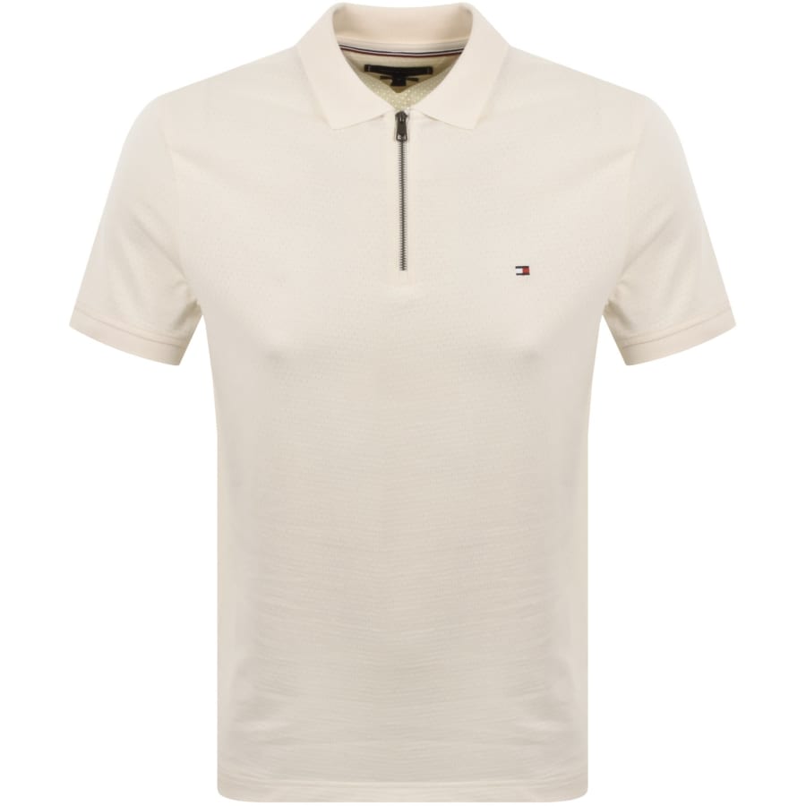 Image number 1 for Tommy Hilfiger Logo Polo T Shirt Cream