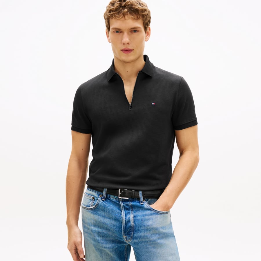 Image number 5 for Tommy Hilfiger Logo Polo T Shirt Black