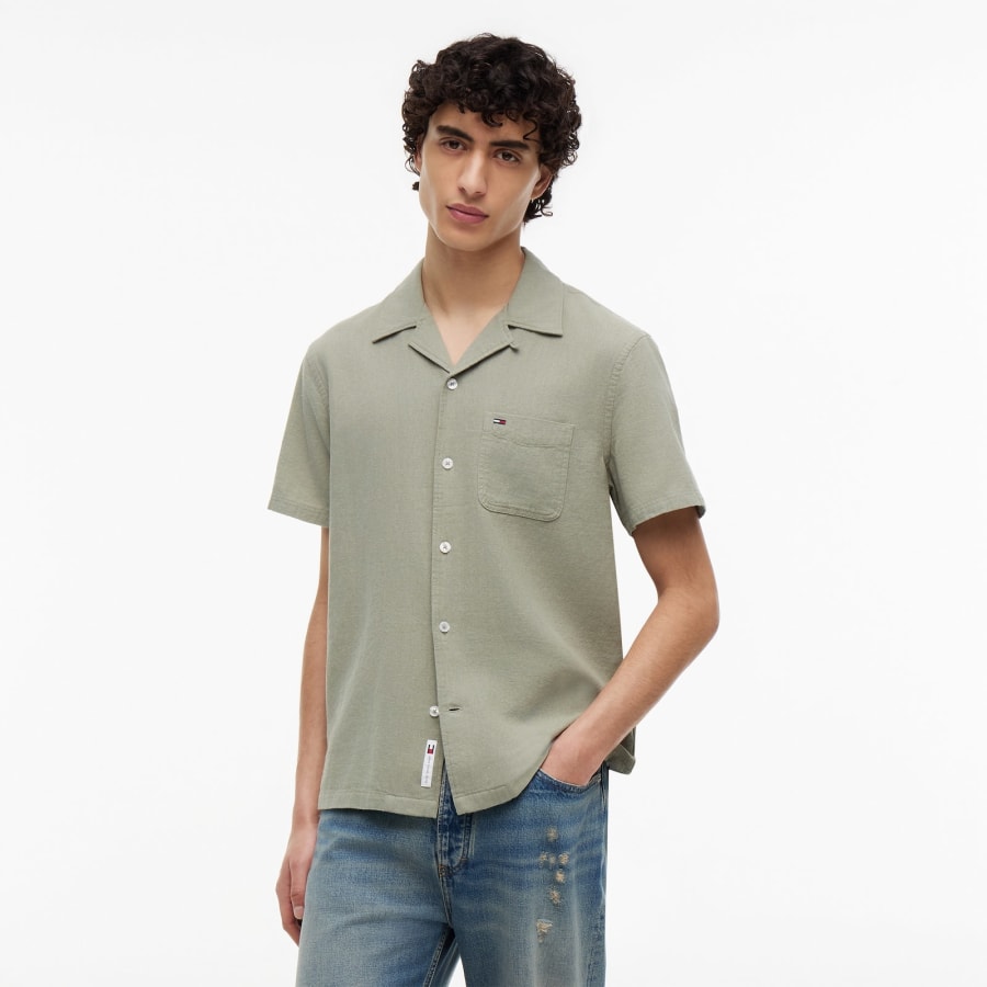 Image number 5 for Tommy Jeans Linen Blend Shirt Green