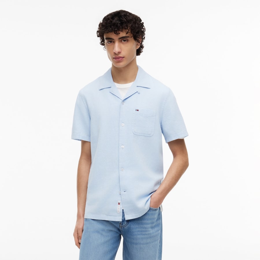 Image number 5 for Tommy Jeans Linen Blend Shirt Blue