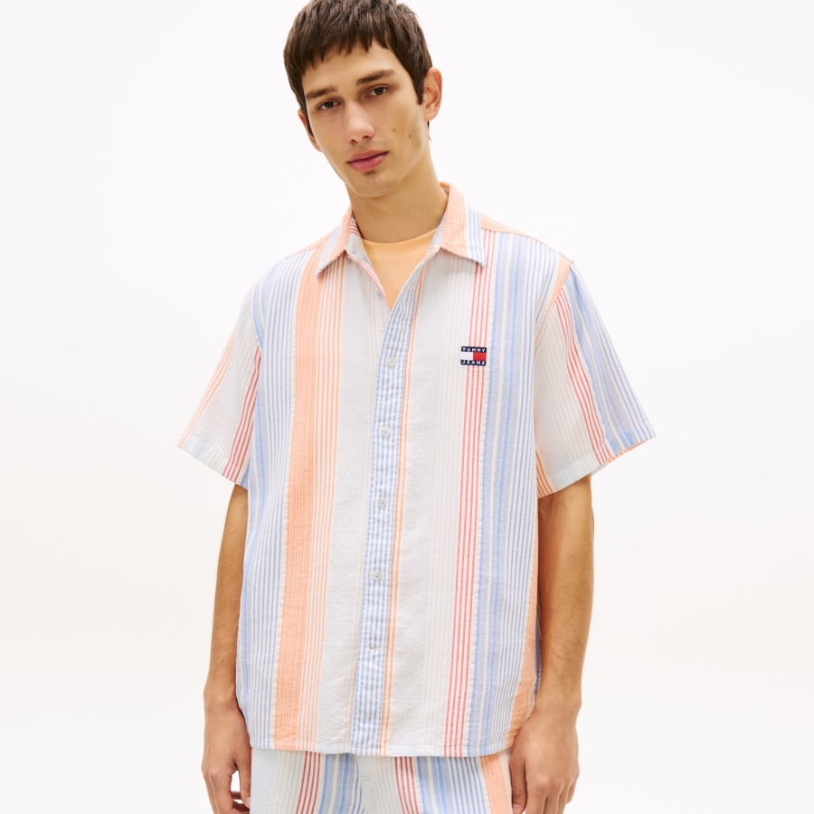Image number 5 for Tommy Jeans Relaxed Stripe Shirt White
