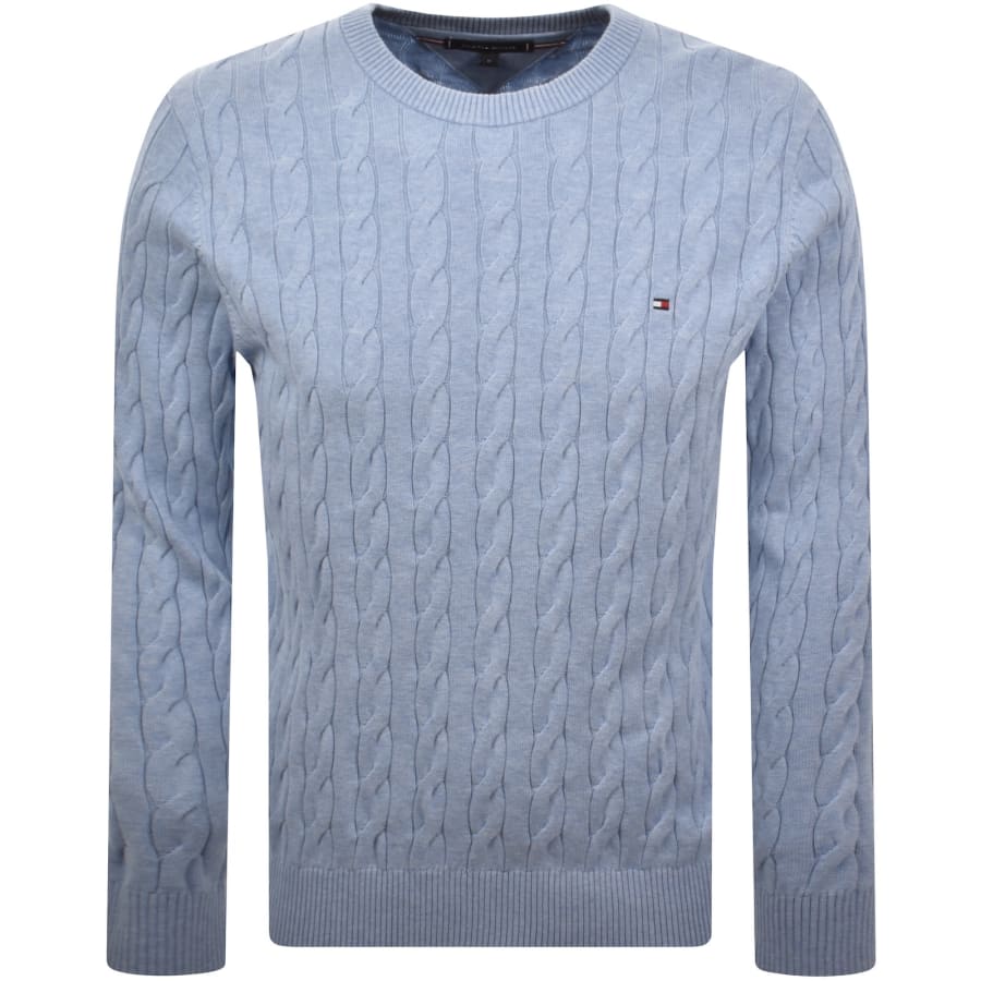 Image number 1 for Tommy Hilfiger Cable Knit Jumper Blue