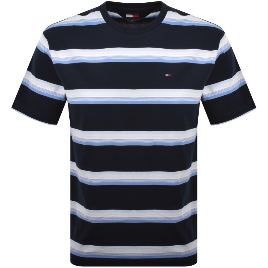 Image number 1 for Tommy Jeans Relaxed Fit Stripe T Shirt Blue