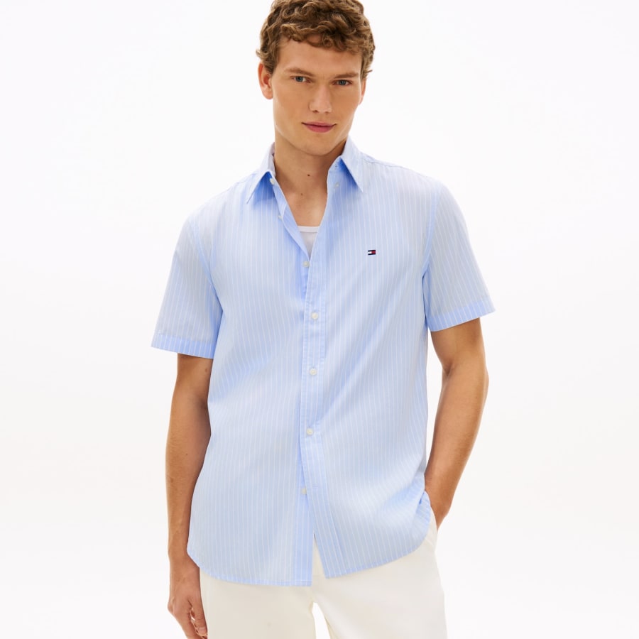 Image number 5 for Tommy Hilfiger Flex Poplin Regular Fit Shirt Blue