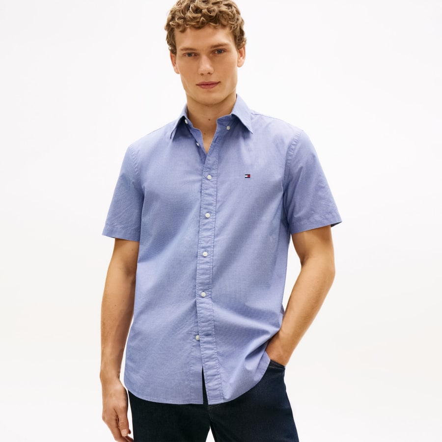 Image number 5 for Tommy Hilfiger Flex Poplin Regular Fit Shirt Blue