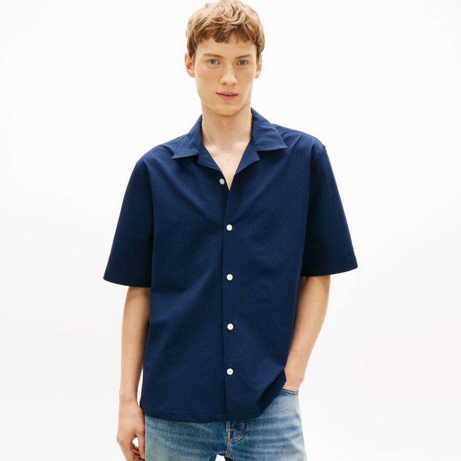 Image number 5 for Tommy Hilfiger Seersucker Shirt Navy