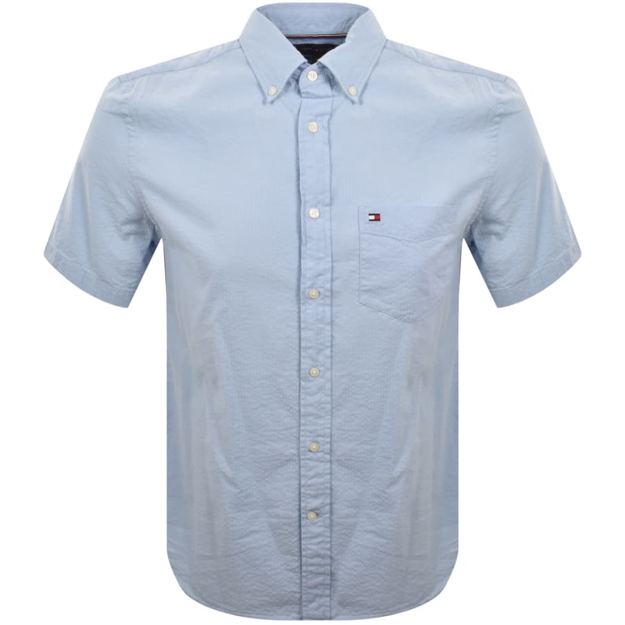 Image number 1 for Tommy Hilfiger Short Sleeved Stripe Shirt Blue