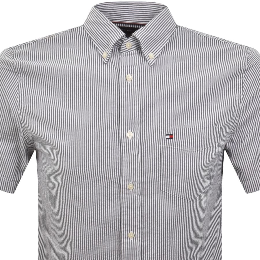 Image number 2 for Tommy Hilfiger Short Sleeved Stripe Shirt Navy